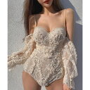 【5%OFFクーポン 9/11 1:59まで】aimoha 【Jasmine】2WAY フリル バックレースアップビキニ 体型カバー 水着 Jasmine Grandiflorum 水着