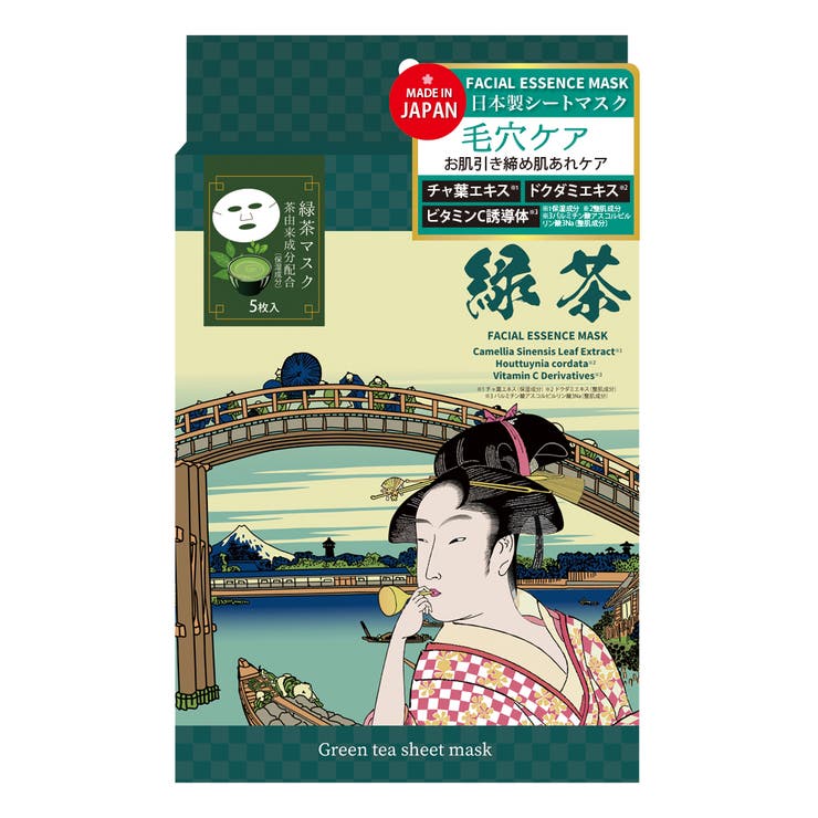 [10 % OFF 쿠폰! 6/11 (목) 1:59까지] KIREI FACTORY 에도 우키요에 시트 마스크 02 녹차 스킨 케어