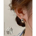 RAKUku スクエアフープピアス 四角 シンプル モノトーン アクセサリー