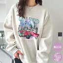 GeeRA 【FIRST MOOD】グラフィックヴィンテージ風裏起毛スウェット トップス