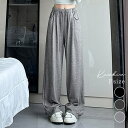 kirakiraShop スウェットワイドパンツ ボトムス ワークパンツ スウェットパンツ ウエストゴム 紐 セミワイド ゆったり ダンス 運動 ポケット スポーティー Y2K アウトドア カジュアル ハイウエスト 紐 ドロスト 春夏秋冬 パンツ・ズボ