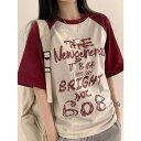 VIVID LADY フロントプリント ラグラン半袖Tシャツ トップス