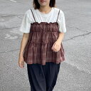 non-hedge チェックキャミビスチェTシャツセット トップス