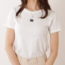【5%OFFクーポン 9/11 1:59まで】レースレディース クラウン ワンポイント付 クルーネック 半袖 Tシャツ 女性 レディース トップス カットソー プルオーバー 春 夏 秋 冬 コンパクト カジュアル デイリー アクティブ シンプル 単色 無