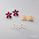 【8/11まで5%OFFクーポン】CREAM-DOT ピアス チタンポスト 低アレルギー レディース 花 フラワー ぷっくり 花びら メタルボール パール スタッドピアス 大人 クリア ワイン ベージュ アクセサリー