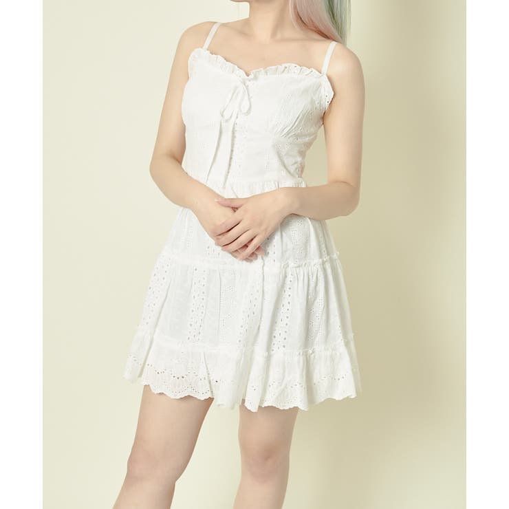 GORGE 《レース×ティアード》レディース キャミワンピ ミニ丈 体型カバー 春夏 ワンピース・ドレス