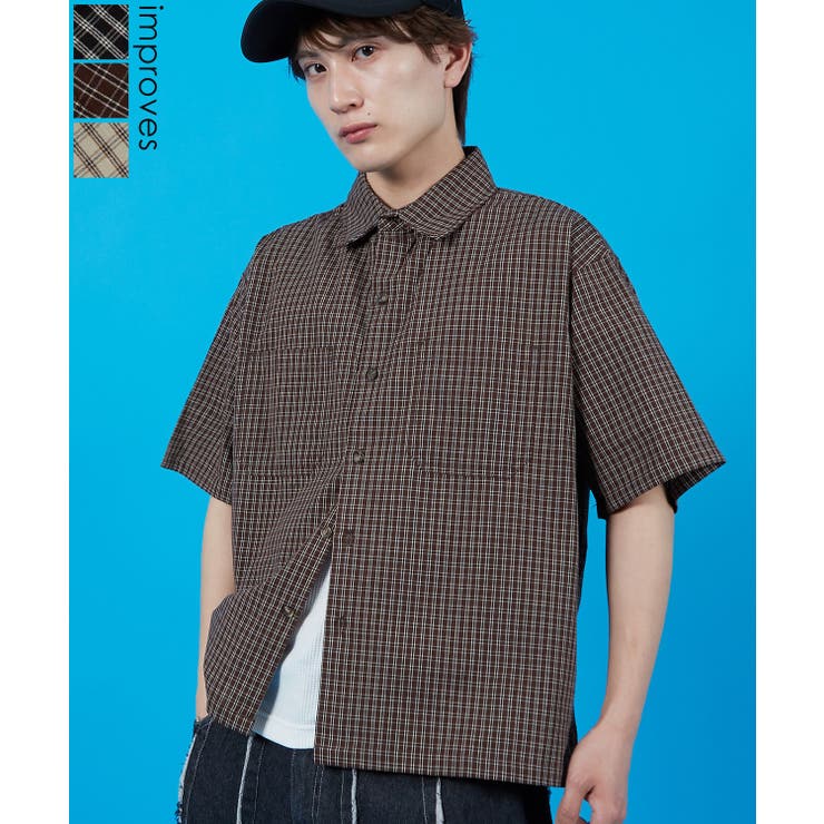 improves 半袖シャツ メンズ レディース チェックシャツ 新生活 公園 オーバーサイズ 大きめ アメカジ カジュアル スケーター ストリート 古着MIX 韓国 トップス