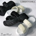 【8/11まで5%OFFクーポン】LibertyDoll 7cmヒール ワンピース パーティー 厚底ギャザーサンダル ☆4187 シューズ・靴