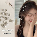 shoppinggo ミニヘアクリップ パール 10個入り ヘア留め ヘアアクセサリー 前髪 かわいい オシャレ 髪飾り 上品 ヘアアクセサリー