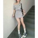 【5%OFFクーポン 9/11 1:59まで】Miniministore ガーリーセットアップ ワンオフショルダー パンツ・ズボン