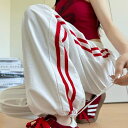 【20%OFFクーポン 9/5 23:59まで】maison de LATIR 旬スポーツミックススタイルに仕上がるラインパンツ ボトムス フルレングス ライン 実用性 軽やか 伸縮性 ポケット 機能性 実用性 薄手 ダブルライン レジャー おしゃれ スポ