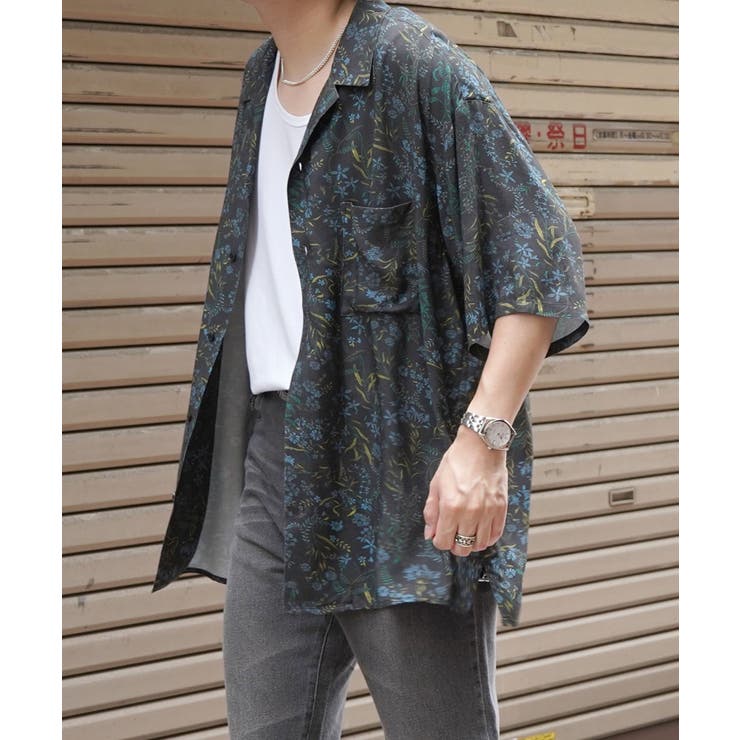 SHIFFON Confirm コンファーム ビッグシルエット オープンカラー総柄半袖シャツ フラワー 幾何学 ユニセックス おしゃれ かっこいい ブランド ト...