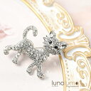 lunolumo ブローチ レディース 猫 ネコ ねこ 白猫 猫雑貨 キラキラ ラインストーン 可愛い プレゼント BR アクセサリー