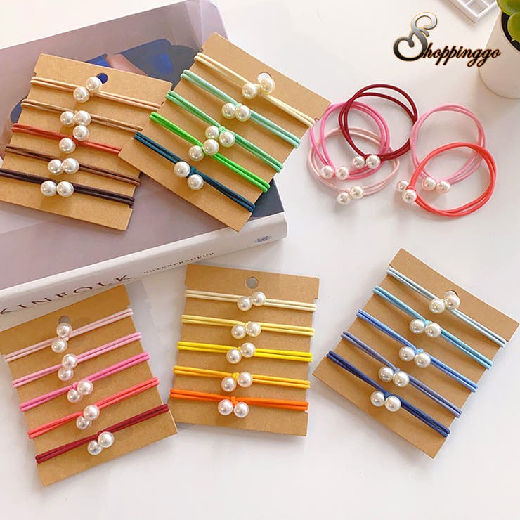 shoppinggo パールヘアゴム 5本セット おしゃれ おしゃれ シンプル 髪留め ヘア留め かわいい 髪飾り 上品 パーティー飾り ヘアアクセサリー