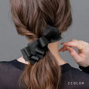 【5%OFFクーポン 9/11 1:59まで】CREAM-DOT バレッタ リボン アシンメトリー 艶 透け感 異素材 レイヤード ヘアクリップ 多重リボン オーガンジー ヘアアクセ ヘアアレンジ 簡単 まとめ髪 髪留め 大人 ブラック ブラウン ヘアア