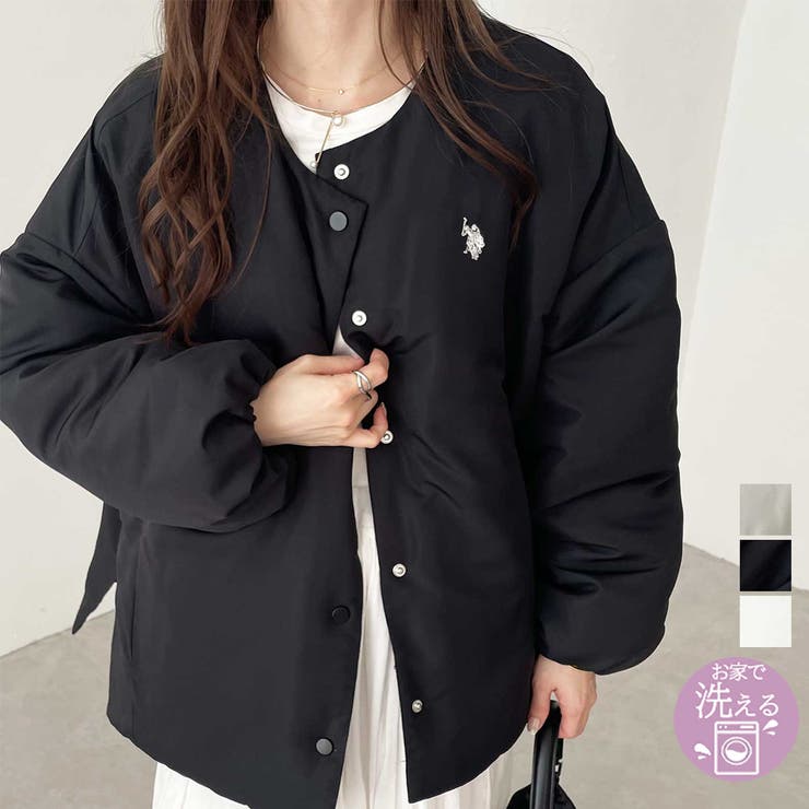 GeeRA 【U．S． POLO ASSN．】ノーカラー中わたブルゾン アウター(コート・ジャケットなど)