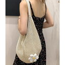 SUNSHINE CLOSET トートバッグ花モチーフ付き編みバッグ軽量 バッグ・鞄