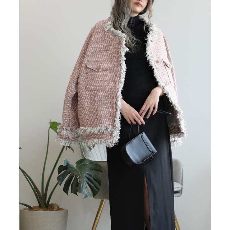 楽天市場】韓国 ツイード ジャケット（カラーピンク）の通販