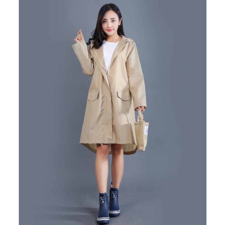 aimoha 収納バッグ付きレインコート 自転車 レディース レイン コート 定番 雨具 大人 通学 通勤 かわいい おしゃれ レインウェア カッパ かっぱ 雨合羽 無地 収納ポーチ 収納バッグ 【aimoha】 小物