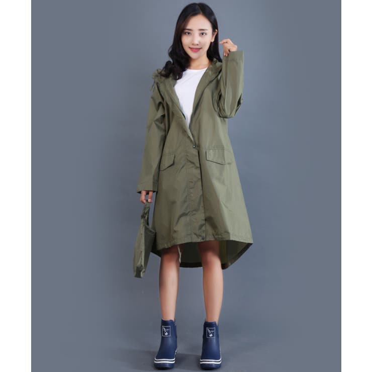 aimoha 収納バッグ付きレインコート 自転車 レディース レイン コート 定番 雨具 大人 通学 通勤 かわいい おしゃれ レインウェア カッパ かっぱ 雨合羽 無地 収納ポーチ 収納バッグ 【aimoha】 小物