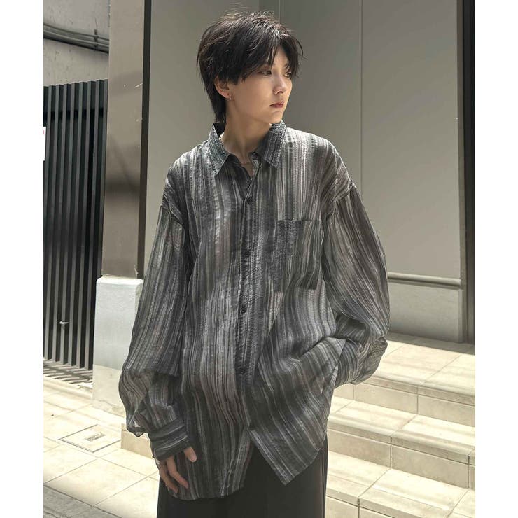 SHIFFON Confirm コンファーム ルーズシルエット デザインシアーシャツ 長袖 ユニセックス おしゃれ かっこいい ブランド トップス