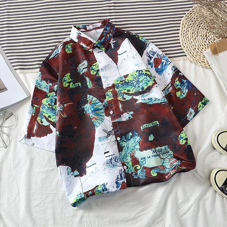 Decorative ファッション レディース カジュアル レトロ ビンテージ おしゃれ 総柄 プリント アート art 美術 ビッグシルエット ユニセックス トレンド 春 夏 秋 冬 メンズ 古着ミックス Y2K トップス