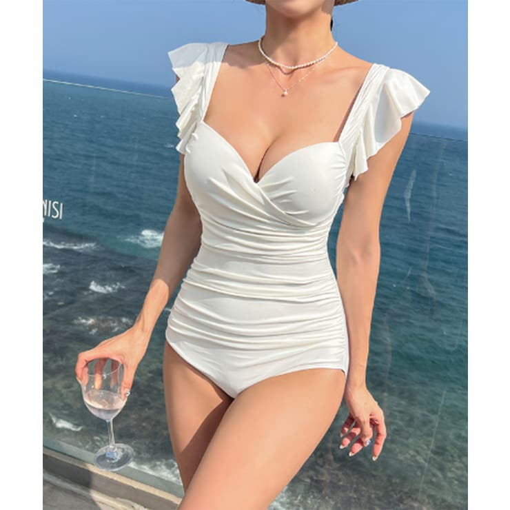 by muni:r フリルスリーブモノキニ＋スカートSET 水着