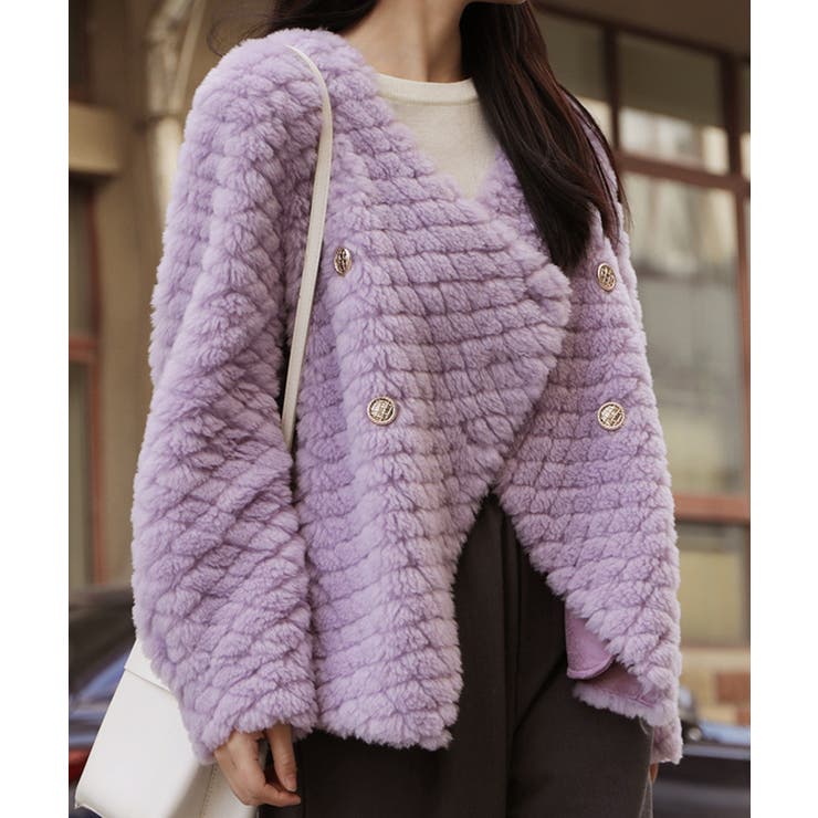 楽天市場】ツイード ジャケット ノーカラー（カラーパープル）（コート