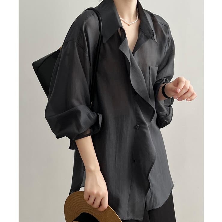 【10％OFFクーポン！7/26(日)1:59まで】aimoha ドレープシャツ 透け感 ブラウス 長袖 レディース シアーシャツ 薄手 シャツ 秋 春 夏 シアーブラウス 羽織り 韓国 ライク オルチャン パステル シースルー 紫外線対策 韓国ファッシ