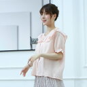 【5%OFFクーポン 9/11 1:59まで】Tannsu Dance レディースブラウス快適 スイードート・ネックラインレディーストップス ドッキングフリルトップス ゴムシャーリング三分袖トップス トップス