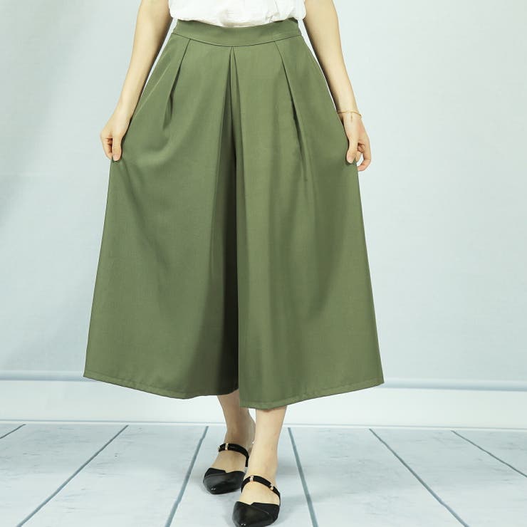 Tannsu Dance ガウチョパンツ ?8分丈 ワイドパンツ ガウチョ タック フレアー 後ろゴム タックギャザー パンツ・ズボン