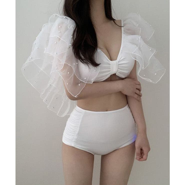 aimoha ビーズフリルスリーブスイムウェア 水着 セクシー ワンピース Jasmine Grandiflorum【Jasmine】【SS】 水着