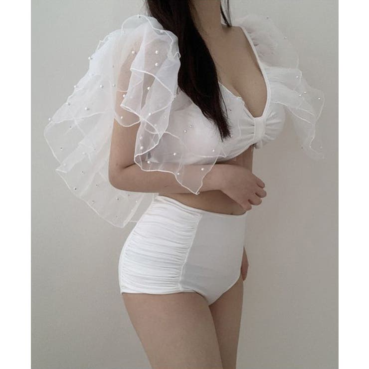 aimoha ビーズフリルスリーブスイムウェア 水着 セクシー ワンピース Jasmine Grandiflorum【Jasmine】【SS】 水着