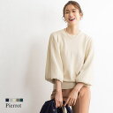 【8/11まで5%OFFクーポン】Pierrot プリーツ袖ニット ☆ ニット プリーツ袖 プリーツ レーヨン混 シフォン トップス
