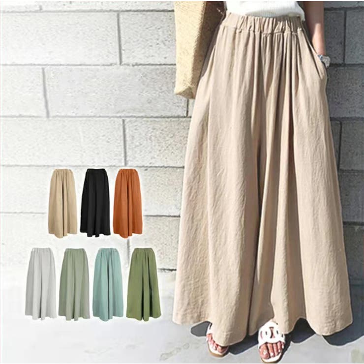 Tannsu Dance ワイドパンツ レディース 春 夏 春夏 綿 コットン 麻素材風 リネン風 ブラック 黒 ベージュ パンツ ボトムス 綿100％ ゴムタイプ 体型カバー 洗えるタイプ 新作 パンツ・ズボン