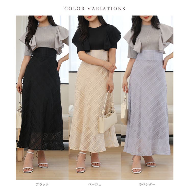 レースレディース ショルダー フリル シアー チェック ドッキング ワンピース クルーネック 半袖 レディース 夏 異素材 配色 バイカラー スタイルアップ 着映え フェミニン きれいめ かわいい 上品 レディ 脚長効果 スタイルアップ おでかけ デー