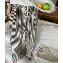 【8/11まで5%OFFクーポン】SUNSHINE CLOSET ストライプセミワイドパンツ ハイウエスト パンツ・ズボン