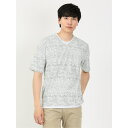 TAKA-Q MEN カスレプリント Vネック半袖Tシャツ トップス