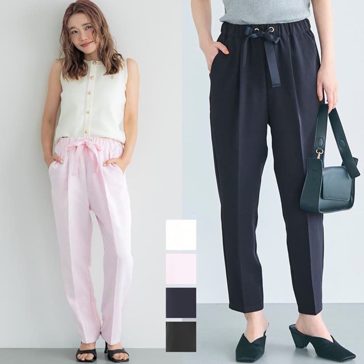 【8/11まで5％OFFクーポン】coca リボン付きテーパードパンツ レディース パンツ・ズボンのサムネイル