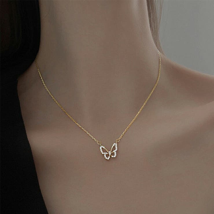 SLENDER デザインネックレス バタフライ 蝶 レディース おしゃれ SLENDER スレンダ an025 アクセサリー