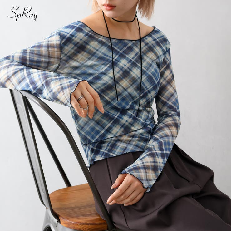 SpRay シアー総柄ロンT トップス