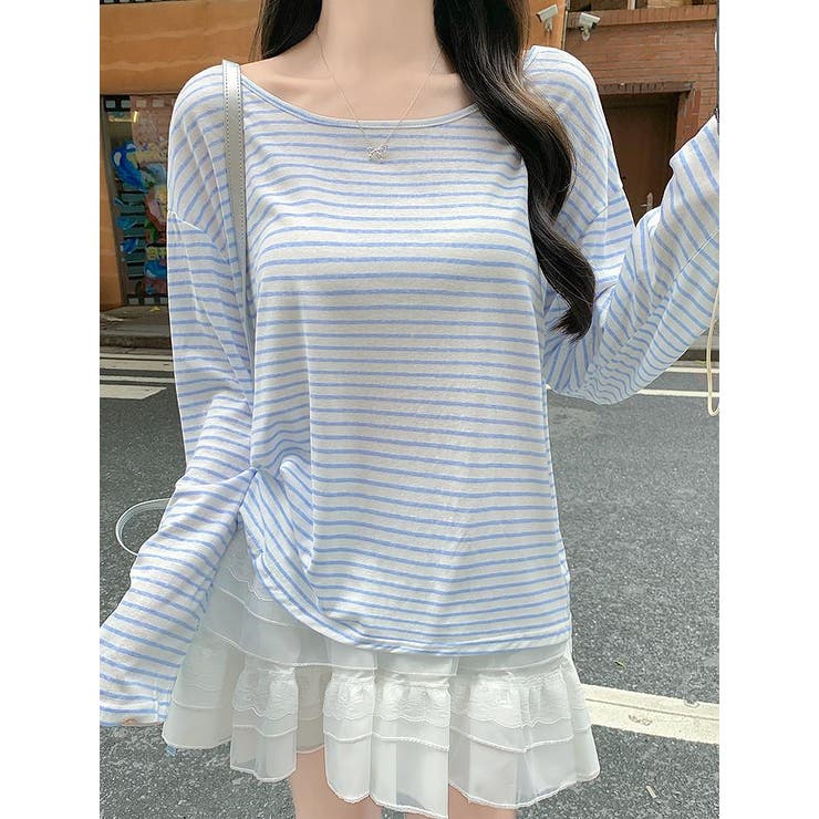 Ulysses リボン長袖ボーダーTEEトップス トップス