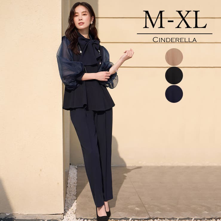 【10%OFFクーポン!11/27(木)1:59まで】Cinderella パンツドレス レディース ドレス パンツスーツ セットアップ 長袖 結婚式 謝恩会 ...
