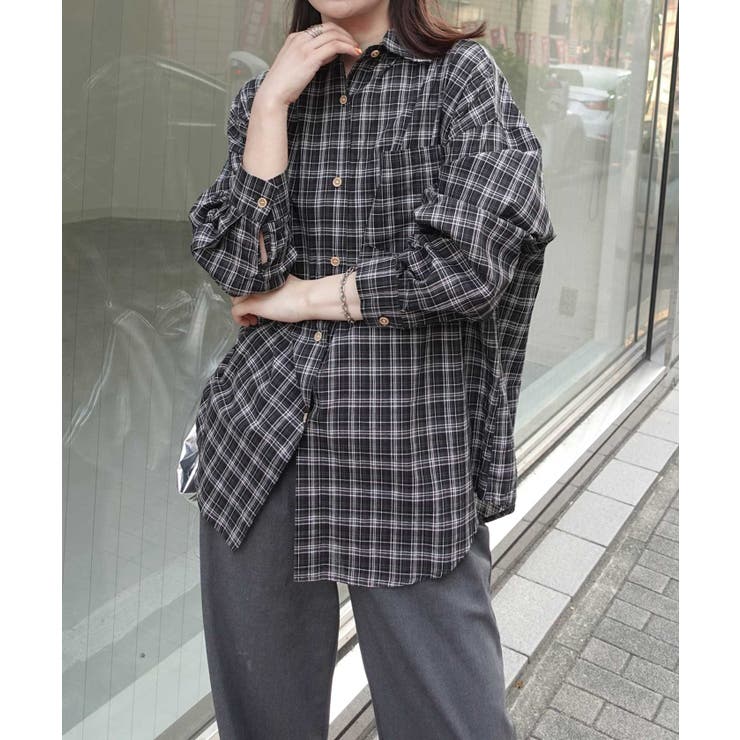 【5％OFFクーポン 9/11 1:59まで】CORNERS ルーズチェックシャツ トップスのサムネイル
