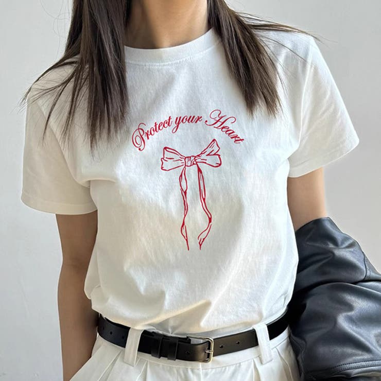 レースレディース ロゴ リボンプリント クルーネック 半袖 Tシャツ トップス セットインスリーブ レディース 春 夏 丸首 ロゴT ハーフスリーブ 楽ちん 可愛い シンプル 可愛い ガーリー スイート カジュアル 通学 おでかけ おしゃれ 30代 韓