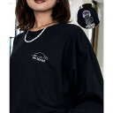 【10%OFFクーポン 9/9 23:59まで】GROOVY STORE 【ワイド】黒ネコ ロンt 長袖Tシャツ ワンポイント トップス