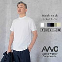 AWC Tシャツ メンズ 半袖 モックネック ブランド AWC ジャケット専用Tシャツ ビズT オフィスカジュアル 通勤 婚活 カットソー トップス インナー トップス