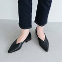 EVOL Vカットポインテッドスタックヒールパンプス シューズ・靴