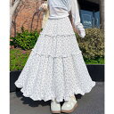 【5%OFFクーポン 9/11 1:59まで】SUNSHINE CLOSET フリルティアード 小花柄 ロングスカート スカート