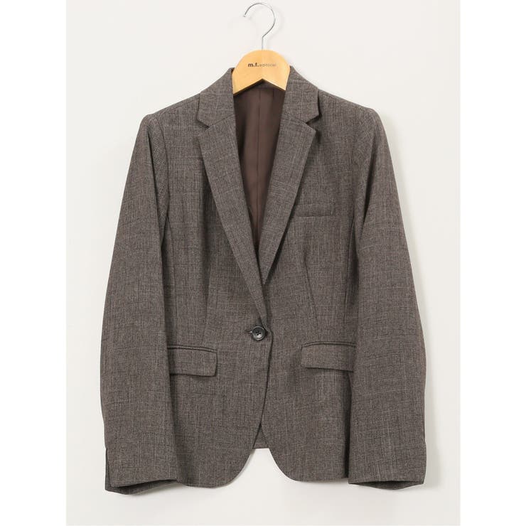 TAKA-Q WOMEN ストレッチウォッシャブル シャーク 1ボタンジャケット こげ茶(セットアップ可能) スーツ